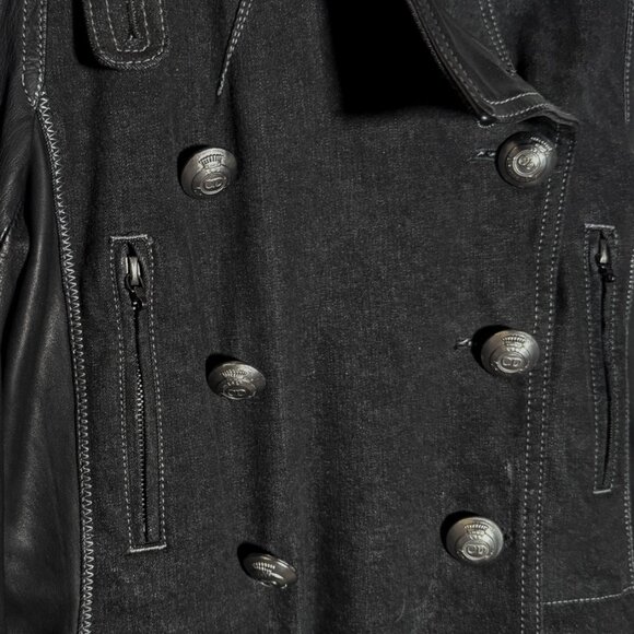 Christian Dior FW06 Black Leather Braided Sleeves Denim Jacket - Picture 3 of 11